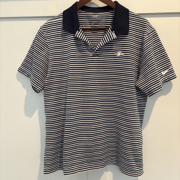 Nike Dri-FIT Polo Mens Large Navy Stripe Disney Cruise Line Golf BV0367-451 - Picture 1 of 15